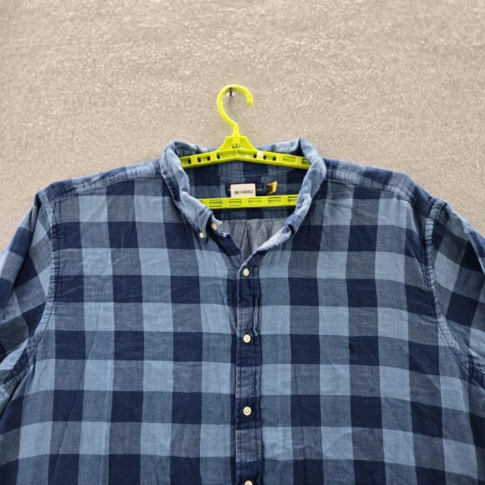 Ralph Lauren Men Button Up Shirt 4XB Blue Pony Embroidery Plaid Untucked Fit